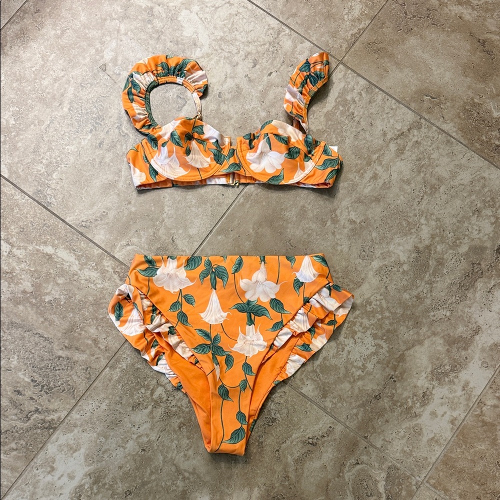 Agua Bendita Orange Floral Bikini